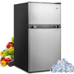Compact 3.2 Cu. Ft Mini Fridge with Freezer and LED Lights