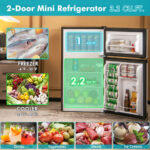 Compact 3.2 Cu. Ft Mini Fridge with Freezer and LED Lights