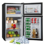 Compact 3.2 Cu. Ft Mini Fridge with Freezer and LED Lights