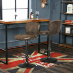 Adjustable Swivel Bar Stools with PU Leather and Footrest (Set of 2)
