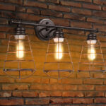 Industrial 3-Light Wall Lamp with Cage Design (Set of 1) 9 Industrial 3-Light Wall Lamp with Cage Design (Set of 1)