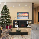 Modern TV Console with Adjustable Shelves and Fireplace Space 12 Modern TV Console with Adjustable Shelves and Fireplace Space