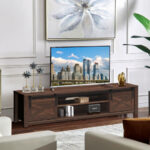 Sliding Barn Door TV Stand with Storage for TVs up to 65