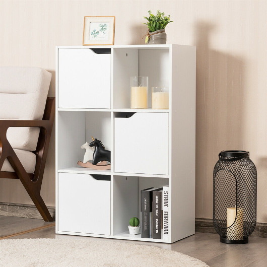 Modern 6-Cube Storage Cabinet with Open and Enclosed Shelves