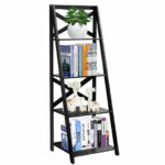 4-Tier A-Frame Wood Display and Storage Bookshelf (Set of 2)