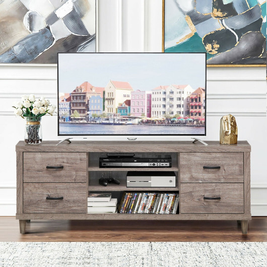 Retro TV Stand with Storage Shelves and Drawers for Living Rooms 7 Retro TV Stand with Storage Shelves and Drawers for Living Rooms - Image 7