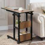 Adjustable C Shape Rolling End Table with Storage Shelves 8 Adjustable C Shape Rolling End Table with Storage Shelves