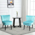 Modern Upholstered Armless Leisure Chairs with Wood Legs (Set of 2) 10 Modern Upholstered Armless Leisure Chairs with Wood Legs (Set of 2)