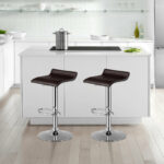 Adjustable Backless Swivel PU Leather Bar Stools (Set of 2)