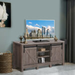 Sliding Barn Door TV Stand with Adjustable Shelves for 55 Inch TVs