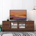 Walnut TV Stand for 70-Inch Screens with Adjustable Shelf