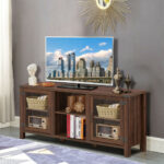 Walnut TV Stand for TVs up to 65 Inches with Storage