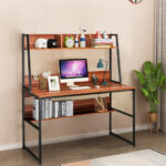 47 Inch Space-Saving Computer Desk with Hutch and Bookshelf