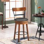 Rustic 360 Swivel Bar Stool with Leather Padded Seat