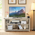 Rustic 3-Tier TV Stand with Open Shelves and Cable Management 34 Rustic 3-Tier TV Stand with Open Shelves and Cable Management