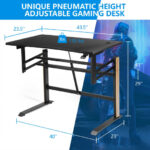 Adjustable Gaming Desk with Pneumatic Height and Cable Management