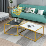 Modern Stackable Faux Marble and Metal Side Tables (Set of 2) 8 Modern Stackable Faux Marble and Metal Side Tables (Set of 2)