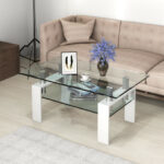 Modern Glass Coffee Table with Metal Legs and Storage Shelves 15 Modern Glass Coffee Table with Metal Legs and Storage Shelves
