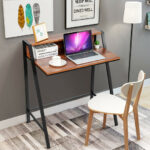 Compact 2 Tier Computer Desk with Ergonomic Monitor Stand