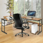 L-Shaped Corner Desk with Adjustable Tilting Tabletop and Shelves 30 L-Shaped Corner Desk with Adjustable Tilting Tabletop and Shelves