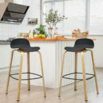 Modern Low-Back Bar Stools with Metal Legs (Set of 2)