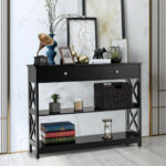 Modern Console Table with Drawer and Shelves for Entryway