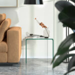 Tempered Glass U-Shaped End Table with Non-Slip Pads