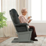 Wood Glider Chair and Ottoman with Cushioned Armrests (Set of 2)