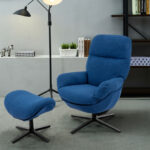 Swivel Rocking Lounge Chair with Ottoman and Footstool (Set of 2)