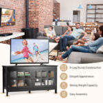 Modern Wood TV Stand with Glass Doors and Shelves 16 Modern Wood TV Stand with Glass Doors and Shelves