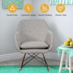 Gray Upholstered Rocking Chair with Steel and Beech Wood Base 14 Gray Upholstered Rocking Chair with Steel and Beech Wood Base