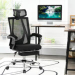Ergonomic Recliner Mesh Office Chair with Adjustable Footrest Black