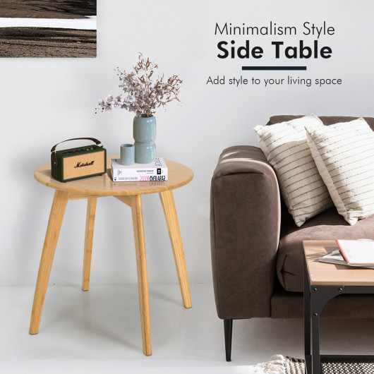 Bamboo Round End Table with Sturdy X-Frame and Waterproof Finish 6 Bamboo Round End Table with Sturdy X-Frame and Waterproof Finish - Image 6