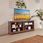 58 Inch Modern TV Stand with Adjustable Storage Shelves