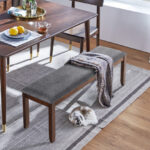 Elegant Upholstered Bench with Wood Legs and Wide Seat 13 Elegant Upholstered Bench with Wood Legs and Wide Seat