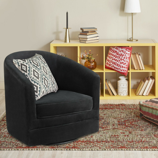 Velvet Swivel Barrel Accent Chair with Metal Base for Living Room 2 Velvet Swivel Barrel Accent Chair with Metal Base for Living Room - Image 2