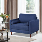 Oversized Linen Accent Chair with Pillows and Rubber Wood Legs 14 Oversized Linen Accent Chair with Pillows and Rubber Wood Legs