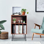Record Player Stand with Storage Cabinet and Metal Legs 8 Record Player Stand with Storage Cabinet and Metal Legs