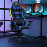 Ergonomic Swivel Gaming Chair with RGB Lights and Remote