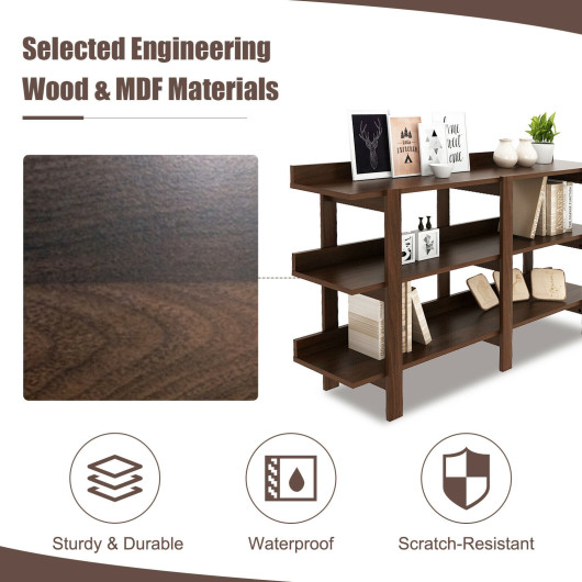 59 Inch Rustic Console Table with 3 Tier Open Shelves 5 59 Inch Rustic Console Table with 3 Tier Open Shelves - Image 5