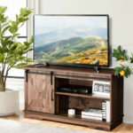 Farmhouse Sliding Barn Door TV Stand Dark Walnut 43 Inches 8 Farmhouse Sliding Barn Door TV Stand Dark Walnut 43 Inches
