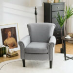 Light Gray Upholstered Accent Chair with Adjustable Foot Pads 8 Light Gray Upholstered Accent Chair with Adjustable Foot Pads