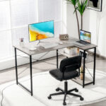 48 Inch Reversible L Shaped Desk with Adjustable Shelf 23 48 Inch Reversible L Shaped Desk with Adjustable Shelf