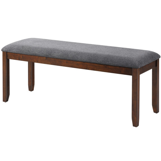 Elegant Upholstered Bench with Wood Legs and Wide Seat 4 Elegant Upholstered Bench with Wood Legs and Wide Seat - Image 4