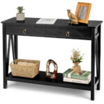 Sleek Console Table with Drawer and Shelf for Entryway