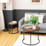 Rustic Round Nesting Coffee Tables with Adjustable Feet (Set of 2) 23 Rustic Round Nesting Coffee Tables with Adjustable Feet (Set of 2)