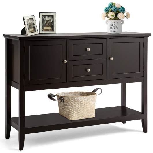 Rustic Wooden Console Table with Drawers and Storage Shelves 4 Rustic Wooden Console Table with Drawers and Storage Shelves - Image 4