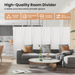 6 Panel Folding Room Divider with Steel Frame and Fabric