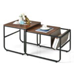 Rustic Brown Nesting Coffee Tables with Storage Pocket (Set of 2) 11 Rustic Brown Nesting Coffee Tables with Storage Pocket (Set of 2)