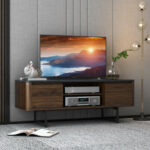 Vintage Walnut TV Stand with Storage for TVs up to 55 Inch 8 Vintage Walnut TV Stand with Storage for TVs up to 55 Inch